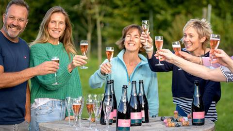A group enjoying a tasting session at Wiston Estate in Sussex