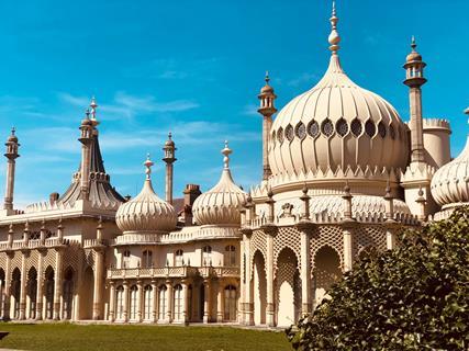 The Royal Brighton Pavilion on a sunny day in Sussex.