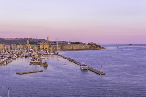 Royal William Yard in Plymouth pictured during sunset