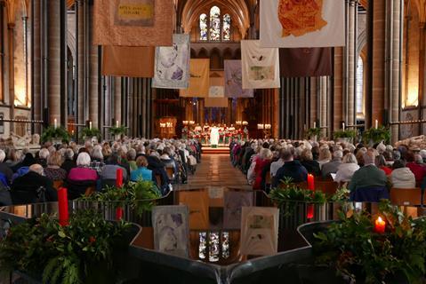 A packed Salisbury Cathedral for the special carol concert for groups