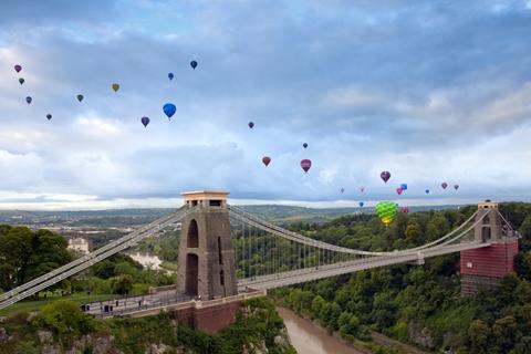 Air balloons over the Clifton Suspension Bridge