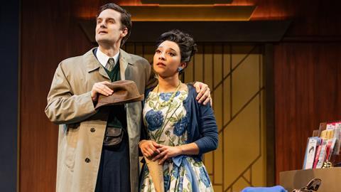 Henry Shields (left) and Adele James (right) star as Rosemary and Bernard in The Comedy About Spies.