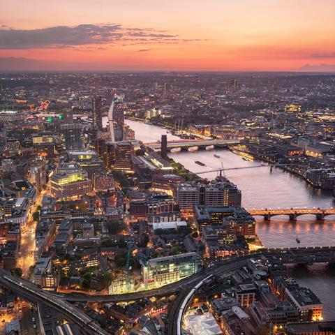 London skyline at night