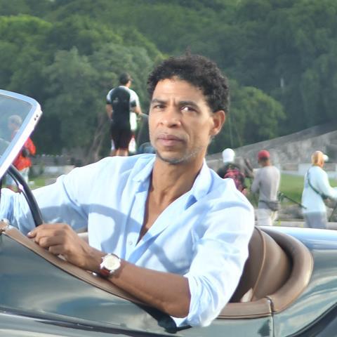 Carlos Acosta CBE in his car in Havana.