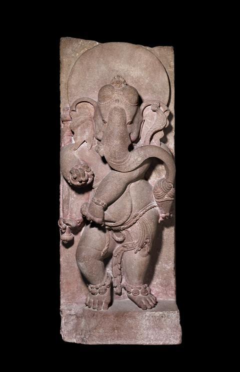 Sandstone figure of a dancing Ganesh