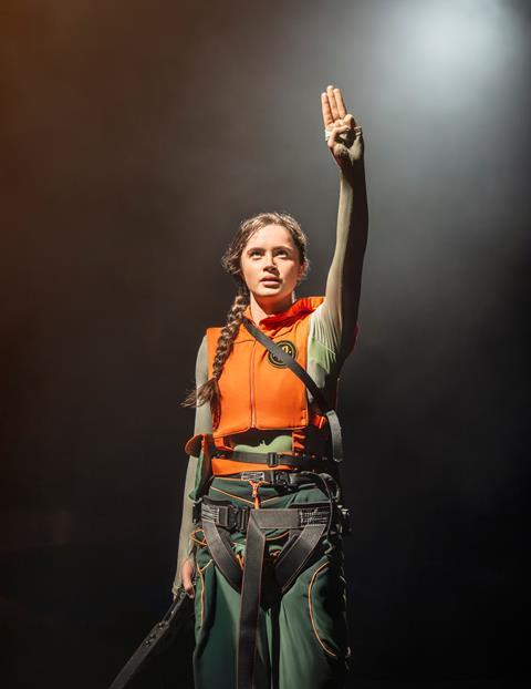 Mia Carragher as Katniss Everdeen in The Hunger Games: On Stage