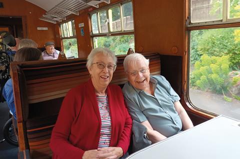 St Oswald's Village Daytrippers on board Gloucester Warwickshire Steam Railway
