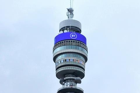 The top of the BT Tower in London