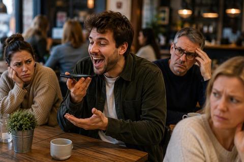 Talking on loudspeaker in public