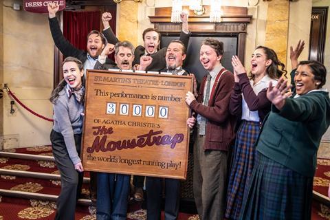 The Mousetrap cast celebrate performance 30,000
