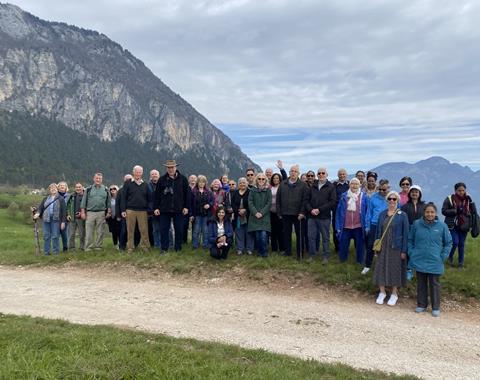 Members of the Thames Valley Tours group on an Italian holiday in the Dolomites.
