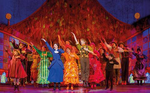 Cast of the Mary Poppins musical on stage