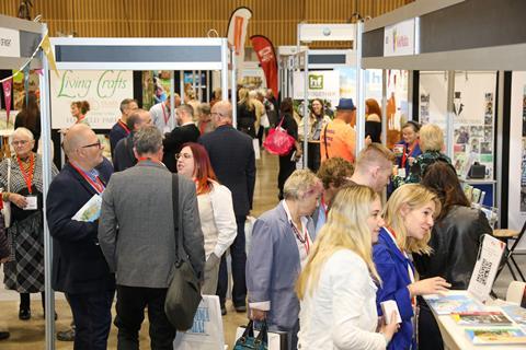 Busy aisles at the Group Leisure & Travel Show 2023 in Milton Keynes