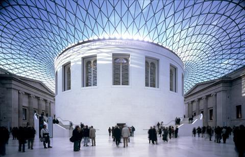 A view of the iconic Great Court at the British Museum in London.