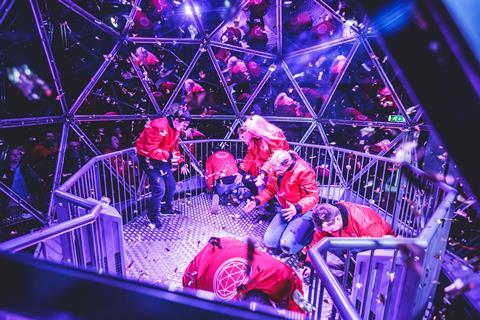 A group in the final game of the Crystal Maze Live Experience in Manchester