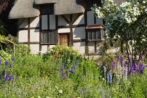 The gardens at Anne Hathaway's Cottage in Warwickshire