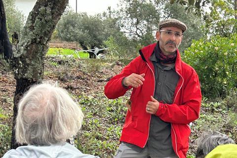 Our guide Luis Goncalves explains the art of debarking the noble cork oak tree