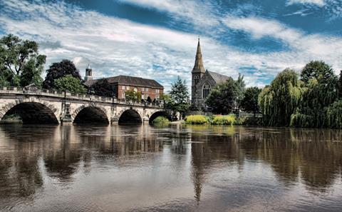 The English Bridge on the River Severn in Shrewsbury