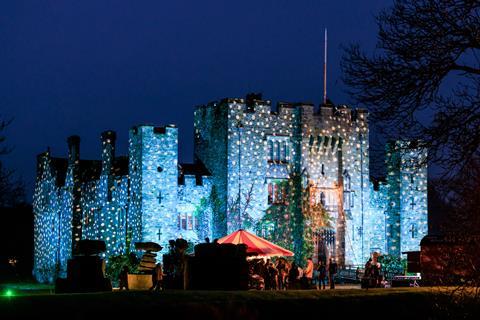 Hever Castle illuminated for Christmas