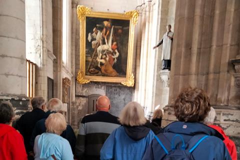 King's Cliffe Old Blokes Club exploring a cathedral in Saint-Omer