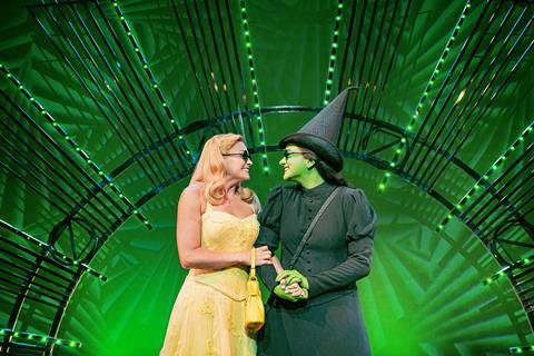 Helen Woolf (Glinda) and Nikki Bentley (Elphaba) in Wicked