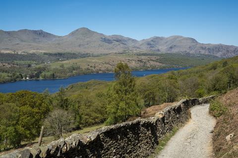 A view of Coniston Water from a footpath
