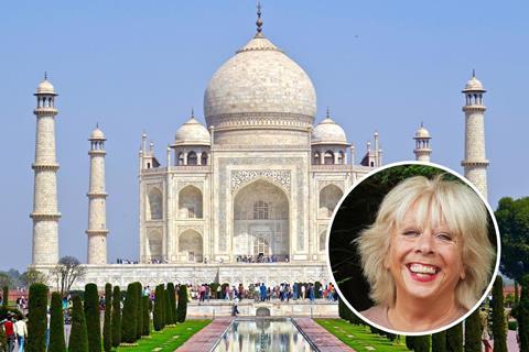 GTO of the Year finalist Mary Gotts and a picture of the Taj Mahal in India, one of her favourite destinations