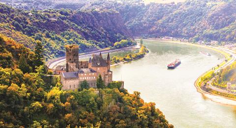 Katz castle in St Goarshhausen, Rhine Valley, Germany 