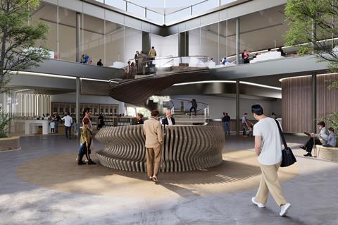 Welcome Desk render at LeShuttle Terminal