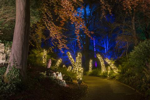 Aviary gardens light trail at Waddesdon Manor