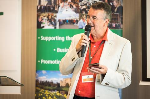 Robert Shaw, chairman of the Coach Tourism Association, speaking at the AGM in Oxfordshire.