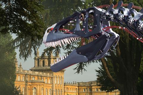 Megalosaurus sculpture in front of Blenheim Palace