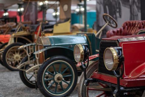 Vintage cars at an automobile museum