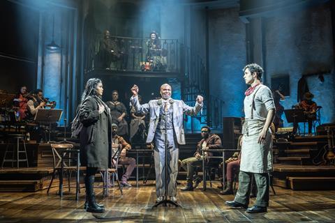 Desmonda Cathabel, Cedric Neal and Dylan Wood in Hadestown