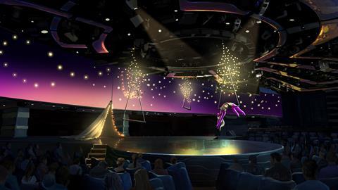 Artist impression of Cirque du Soleil  at sea VARELIA The Princess show