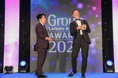 Pete Firman entertains guests at the 2024 Group Leisure & Travel Awards