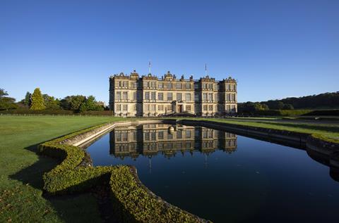 The Elizabethan front facade of Longleat House.