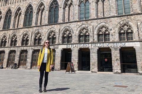 Keeley Rodgers outside the In Flanders Field Museum