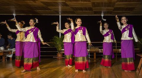 Dancers on the cultural immersion Laos River Cruise