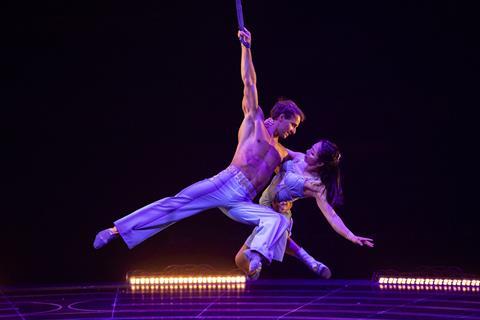 Performers in the Cirque du Soleil's Corteo show