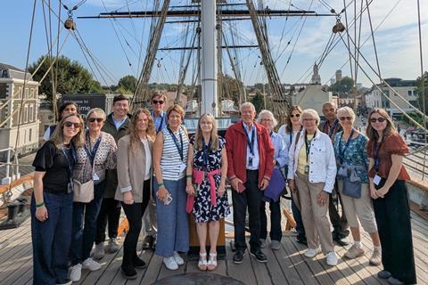 A group on top deck of Cutty Sark