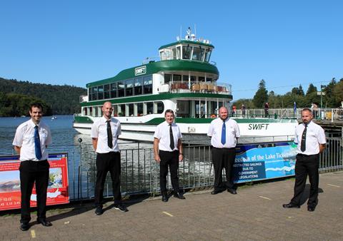 Windermere Lake Cruises' staff with MV Swift