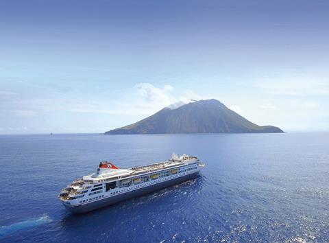 Fred. Olsen's Braemar cruising past Mount Etna