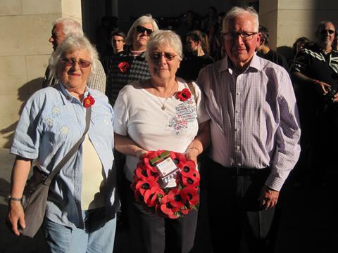 Elizabeth Hodgson at Menin Gate with friends Deirdre and Martyn