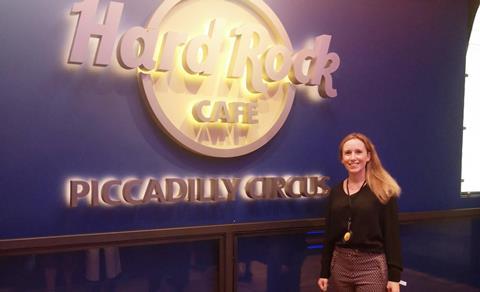 GLT editor Keeley Rodgers at the launch of the Hard Rock Cafe Piccadilly Circus 
