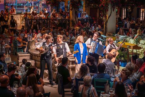Mamma Mia! The Party Lucinda Lawrence (Kate) and band