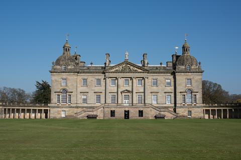 An exterior view of the grand Houghton Hall in Norfolk