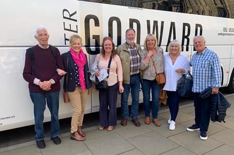 Upminster and Cranham Residents’ Association outside a coach in Ely