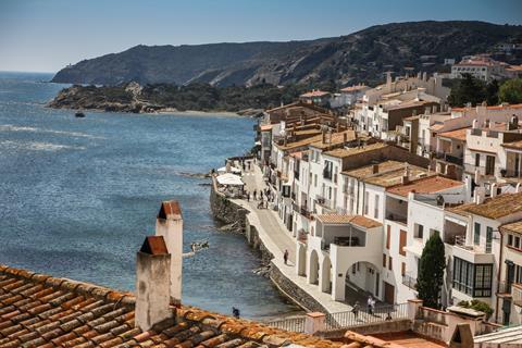 Buildings and the sea in Cadaques, Spain