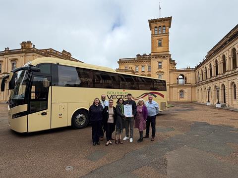 The Confederation of Passenger Transport presents Dominic Wray, chief executive of Visit Wight, with the Coach Friendly Status Award.